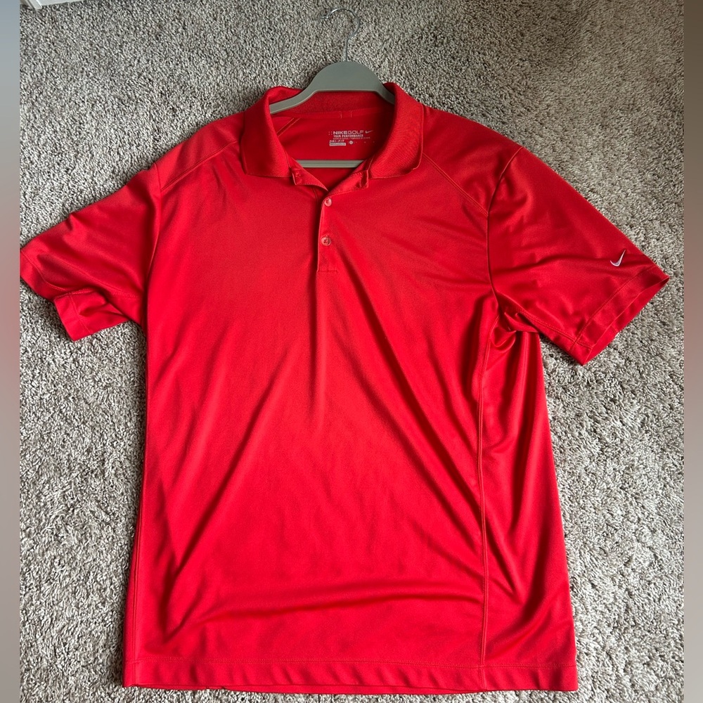 Nike Golf Red Performance Polo Shirt Size Large